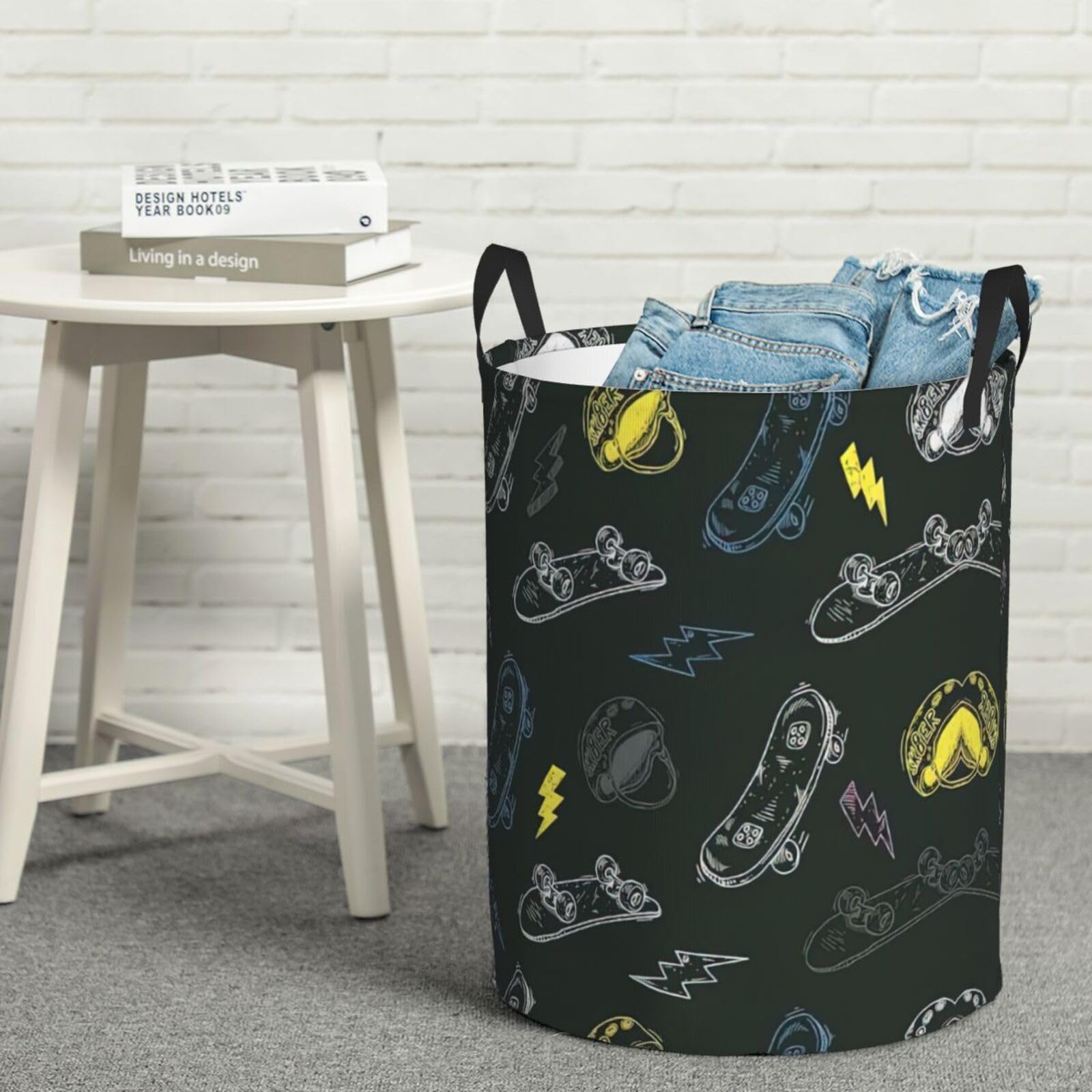 Large Laundry Basket,Collapsible Laundry Hamper With Handles,For Clothes In The Family Dorm,Graffiti Skateboard