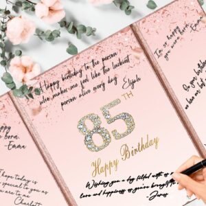 Crenics Rose Gold 85th Birthday Decorations, Creative 85th Birthday Guest Sign in Book Alternative, Large 85th Birthday Signature Book 12" x 18", Great 85 Years Old Birthday Gifts for Women