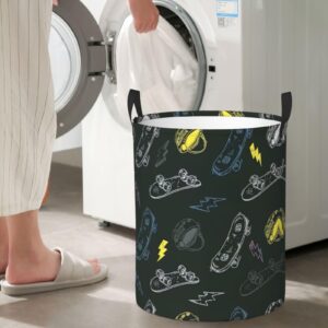 Large Laundry Basket,Collapsible Laundry Hamper With Handles,For Clothes In The Family Dorm,Graffiti Skateboard