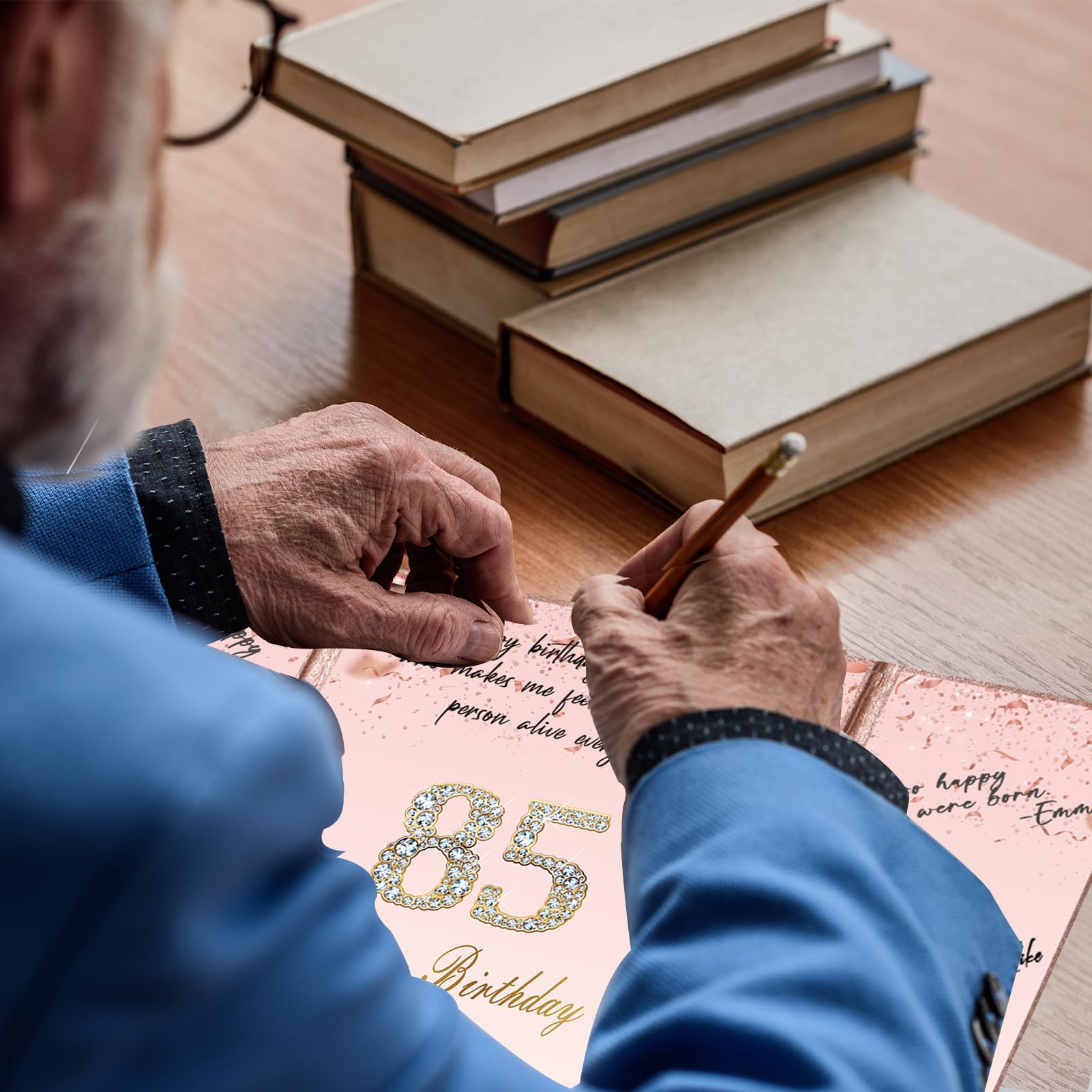 Crenics Rose Gold 85th Birthday Decorations, Creative 85th Birthday Guest Sign in Book Alternative, Large 85th Birthday Signature Book 12" x 18", Great 85 Years Old Birthday Gifts for Women