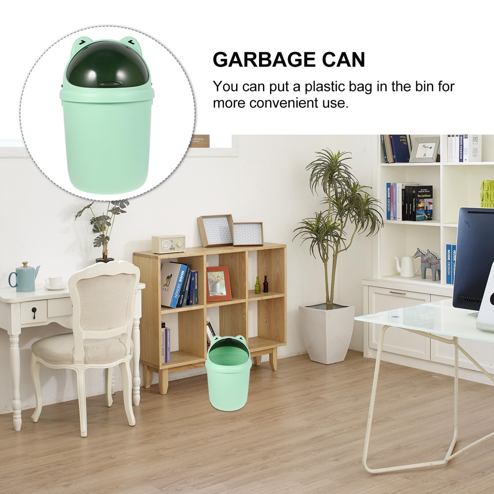 Kichvoe Mini Frog Desktop Trash Can Cute Small Trash Can with Lid Flip Trash Can Mini Garbage Can Small Wastebasket Recycle Bin Vehicle Trash Bin for Bathroom Kitchens Office Dressing Table