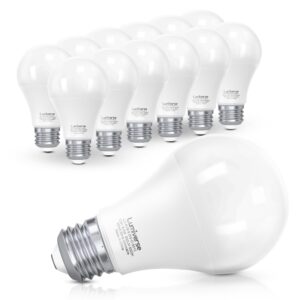 lumiverse a19 led light bulbs dimmable, 5000k daylight white 9.5 watt [60w equivalent], e26 led bulb energy efficient, ul listed (5000k, pack of 12)