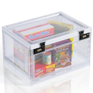 large lock box for medicines, food, and electronic devices,ideal for locking medications safe, files,documents organizer,locked up cabinet and office storage in one convenient container (clear)