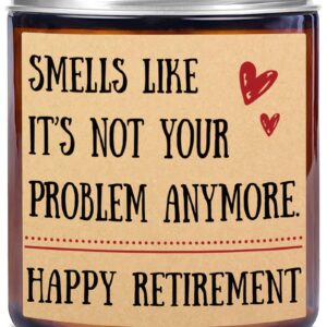 SUEHHYY Retirement Gifts for Women Woman Men 2024, Natural Soy Wax Lavender Scented Handmade Candle (7oz), Funny Happy Retirement Gifts for Teacher Nurse Coworker Boss Employee Friends