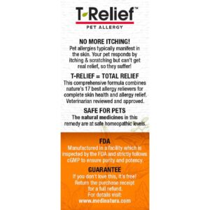 T-Relief Pet Allergy Support for Dogs & Cats Itchy Relief Supports Healthy Skin & Coat Natural Medicine Helps Soothe Hot Spot Itching Paws Licking Runny Nose Sneezing Watery Eyes - 90 Tablets