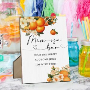 Mim-osa Bar Baby Shower Sign, Orange Citrus Gender Neutral Tabletop Sign With Stand, Wooden Game Sign for Baby Shower, Birthday, Bridal Shower, Wedding Party Favors Supplies-MQ427