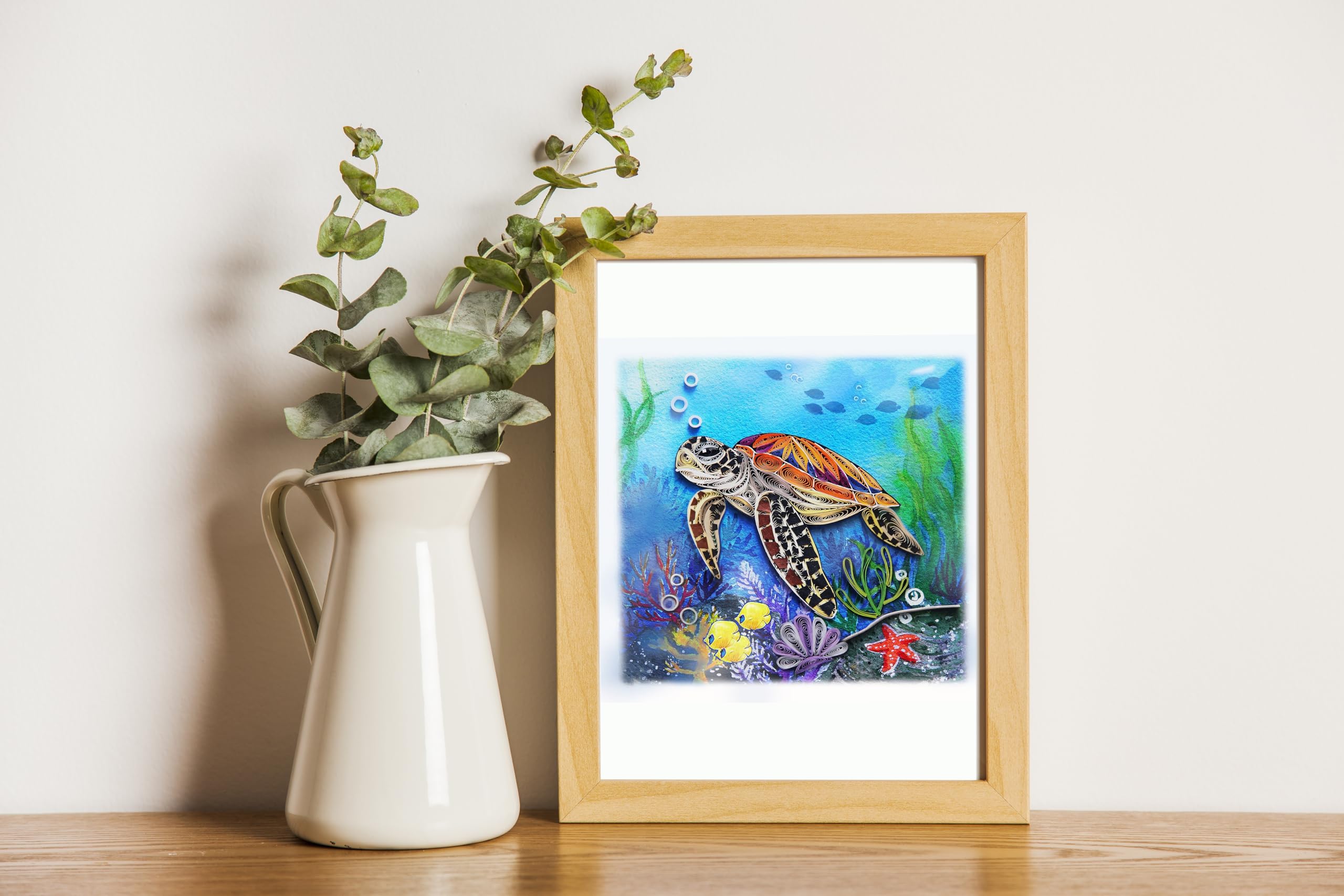 TUMYBee Sea Turtles Under The Sea Animal Greeting Card, Artful Painting Quilling Card for Get Well, Birthday, Thank You, Thinking Of You, Mothers Day, Father, Pet (Turtle)