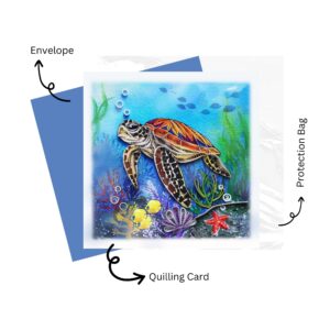 TUMYBee Sea Turtles Under The Sea Animal Greeting Card, Artful Painting Quilling Card for Get Well, Birthday, Thank You, Thinking Of You, Mothers Day, Father, Pet (Turtle)