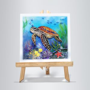 TUMYBee Sea Turtles Under The Sea Animal Greeting Card, Artful Painting Quilling Card for Get Well, Birthday, Thank You, Thinking Of You, Mothers Day, Father, Pet (Turtle)