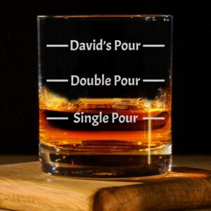 CARVELITA Personalized 11oz Whiskey Glass, Engraved Old Fashion Custom Rack Glass, Pour Line Gift Idea, Personalized For Him, Single Pour, Double Pour, For Christmas, Fathers Day, Birthday