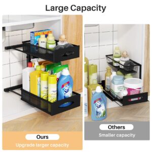 PXRACK Under Sink Organizer 2 Pack Under Sink Organizers and Storage, 2 Tier Pull Out Cabinet Organizer Slide Out Shelf, Kitchen Drawer Organizer Under Bathroom Sink Organizer