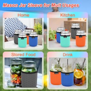 Cosmos 4 Pcs Neoprene Mason Jar Sleeve Cover for Regular Mouth Jar, Insulated Glass Jars Cover Canning Sleeves Glass Container Protector Holder for Home Kitchen Storage (For 16 OZ Jar)