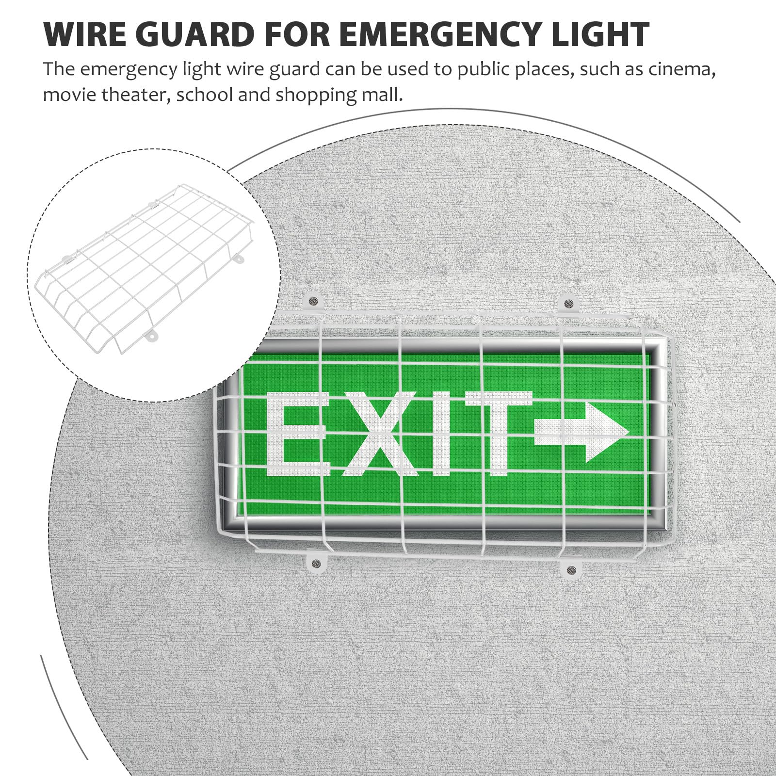 ULTECHNOVO Wire Guard for Emergency Light, Exit Sign Damage Stopper Metal Wire Guard Exit Sign Damage Cage Exit Light Protective Cover for Exit Sign or Emergency Light