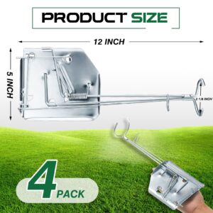 Qualirey 4 Pack Mole Trap Gopher Trap Ground Galvanized and Oil Hardened Steel Animal Trap Reusable Gopher Trap Vole Traps for Outdoor Lawn Garden Yard Farm (Silver)