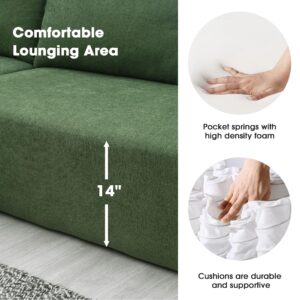 GNIXUU Chenille Modular Sectional Sofa Cloud Couch, Modern Minimalist 2 Pieces Deep Sectional Couches for Living Room, Comfy Upholstered 4-Seater L-Shaped Sofa with Chaise(109" Green)