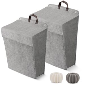 wall hanging laundry basket, collapsible laundry hamper with handle & laundry balls,space-saving foldable storage dirty washer organizer bin multi-function container durable, set of 2