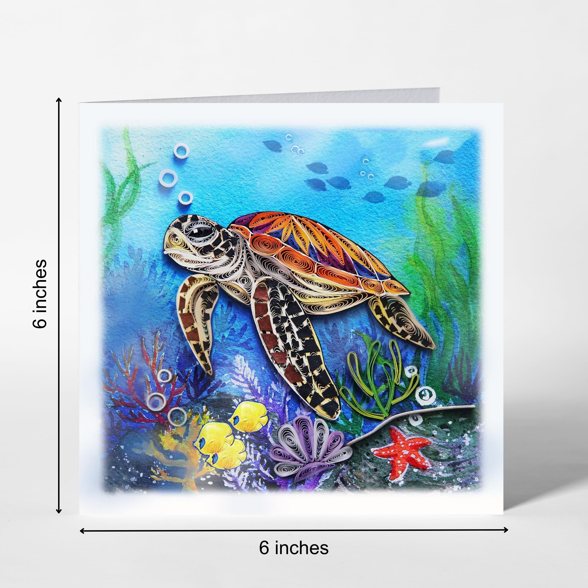 TUMYBee Sea Turtles Under The Sea Animal Greeting Card, Artful Painting Quilling Card for Get Well, Birthday, Thank You, Thinking Of You, Mothers Day, Father, Pet (Turtle)