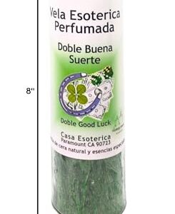 Double Good Luck-Palm Wax Spiritual Intention Spell Candle-[Gold/Green] | Vela CASA ESOTERICA PERFUMADA- (Doble Buena Suerte)