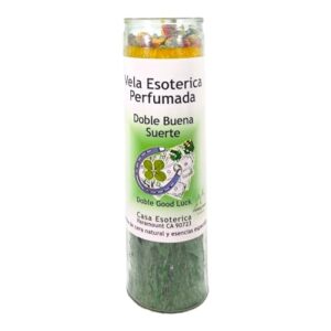 double good luck-palm wax spiritual intention spell candle-[gold/green] | vela casa esoterica perfumada- (doble buena suerte)