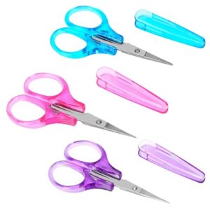 3pcs small scissors all purpose craft scissors stainless steel scissors with protective cover mini detail craft scissors precision straight fine tips design for paper cutting,scrapbooking