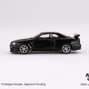 True Scale Miniatures Model Car Compatible with Nissan Skyline GT-R (R34) V-Spec Black Pearl Limited Edition 1/64 Diecast Model Car MGT00570