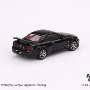 True Scale Miniatures Model Car Compatible with Nissan Skyline GT-R (R34) V-Spec Black Pearl Limited Edition 1/64 Diecast Model Car MGT00570