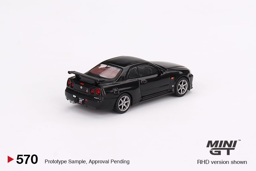 True Scale Miniatures Model Car Compatible with Nissan Skyline GT-R (R34) V-Spec Black Pearl Limited Edition 1/64 Diecast Model Car MGT00570