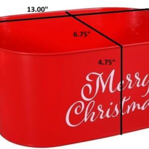 Merry Christmas Red Oval Bucket with Handle Sentiment Plastic Buckets Handles Gifts Gift Baskets Storage Containers Party Favor Holiday Decorations 2 Pack