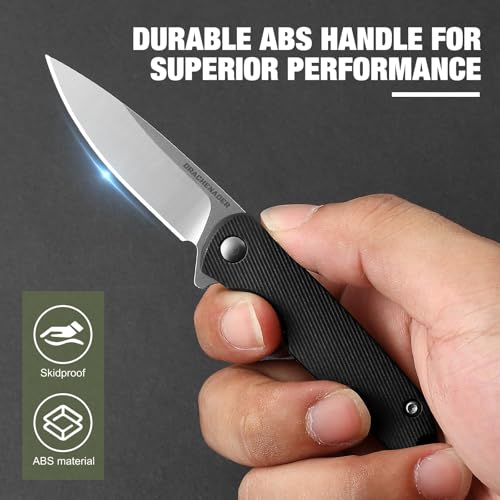 DRACHENADER Pocket Knife Mini, Small Men's Pocket Knife EDC Utility Knife Box Cutter, Compact and Lightweight with ABS Handle, 3Cr13Mov Steel Blade, Black