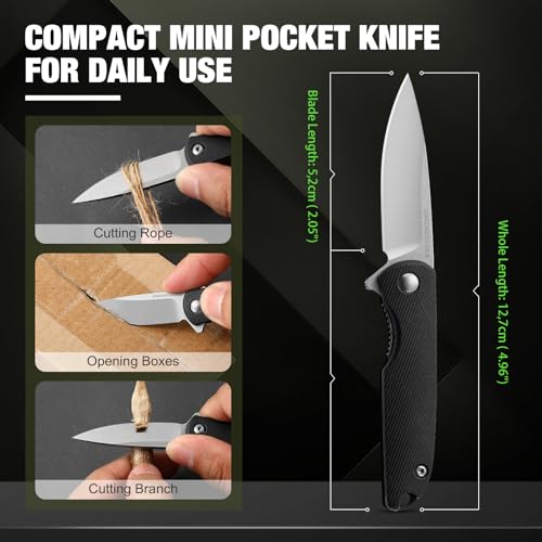 DRACHENADER Pocket Knife Mini, Small Men's Pocket Knife EDC Utility Knife Box Cutter, Compact and Lightweight with ABS Handle, 3Cr13Mov Steel Blade, Black