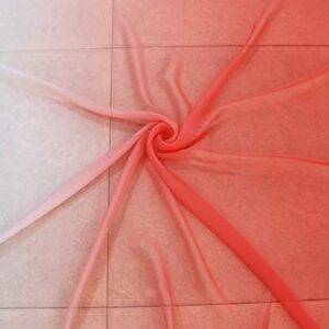 30D Chiffon Fabric for Dress Gradient Chiffon mateiral 2 Tone Shade Chiffon Fabric Dancing Clothing Wedding Sewing Material (Red and White, 5 Meters)