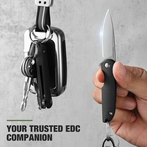 DRACHENADER Pocket Knife Mini, Small Men's Pocket Knife EDC Utility Knife Box Cutter, Compact and Lightweight with ABS Handle, 3Cr13Mov Steel Blade, Black