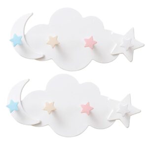 offsch 2pcs star moon hook cartoon wall entryway hanger wall mount coat hooks wall decorative hooks coat hanger adhesive hooks hanging towel rack white no trace plastic nightgown