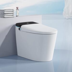 homsof smart bidet toilet with auto flush,foot sensor flush,heated seat,warm water,warm air drying,remote control,one piece bidet toilet for bathrooms