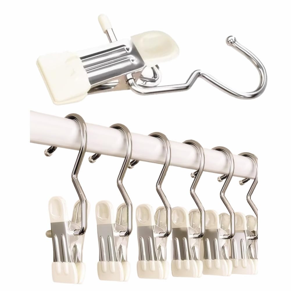 10/30/50Pcs Space-Saving Clothespin, Upgrade Double Head Clamp Dipped Hanger for Closet Hooks Garment Clip Hat Pants Storage Hanging Travel Hook (White, 10PCS)