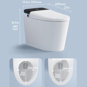 HomSof Smart Bidet Toilet with Auto Flush,Foot Sensor Flush,Heated Seat,Warm Water,Warm Air Drying,Remote Control,One Piece Bidet Toilet for Bathrooms