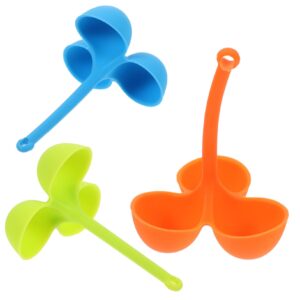 brightfufu 3pcs silicone poaching and boiling cooker pot with three steam rack for stovetop kitchen random color