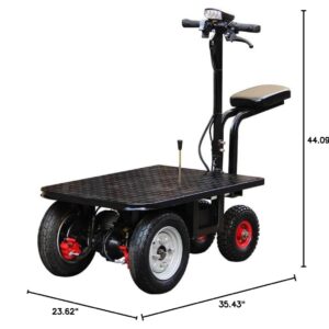 SwAcch Commercial Electric Products Platform Truck Motorized, Heavy Duty Table Cart Dolly, Pallet Truck Dolly, Large Capacity Foldable Rideable Electric Tow Tractor with Platform,1300lb