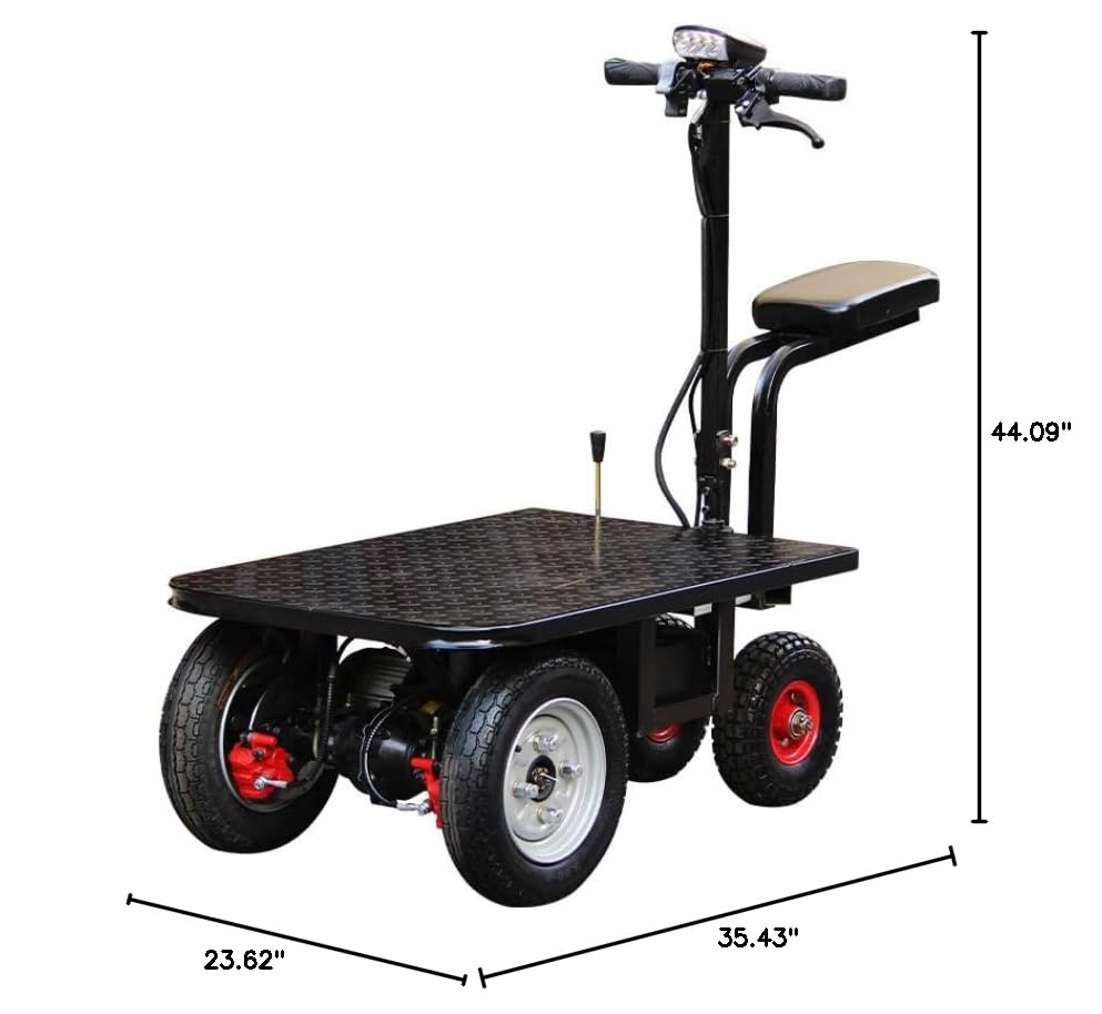 SwAcch Commercial Electric Products Platform Truck Motorized, Heavy Duty Table Cart Dolly, Pallet Truck Dolly, Large Capacity Foldable Rideable Electric Tow Tractor with Platform,1300lb