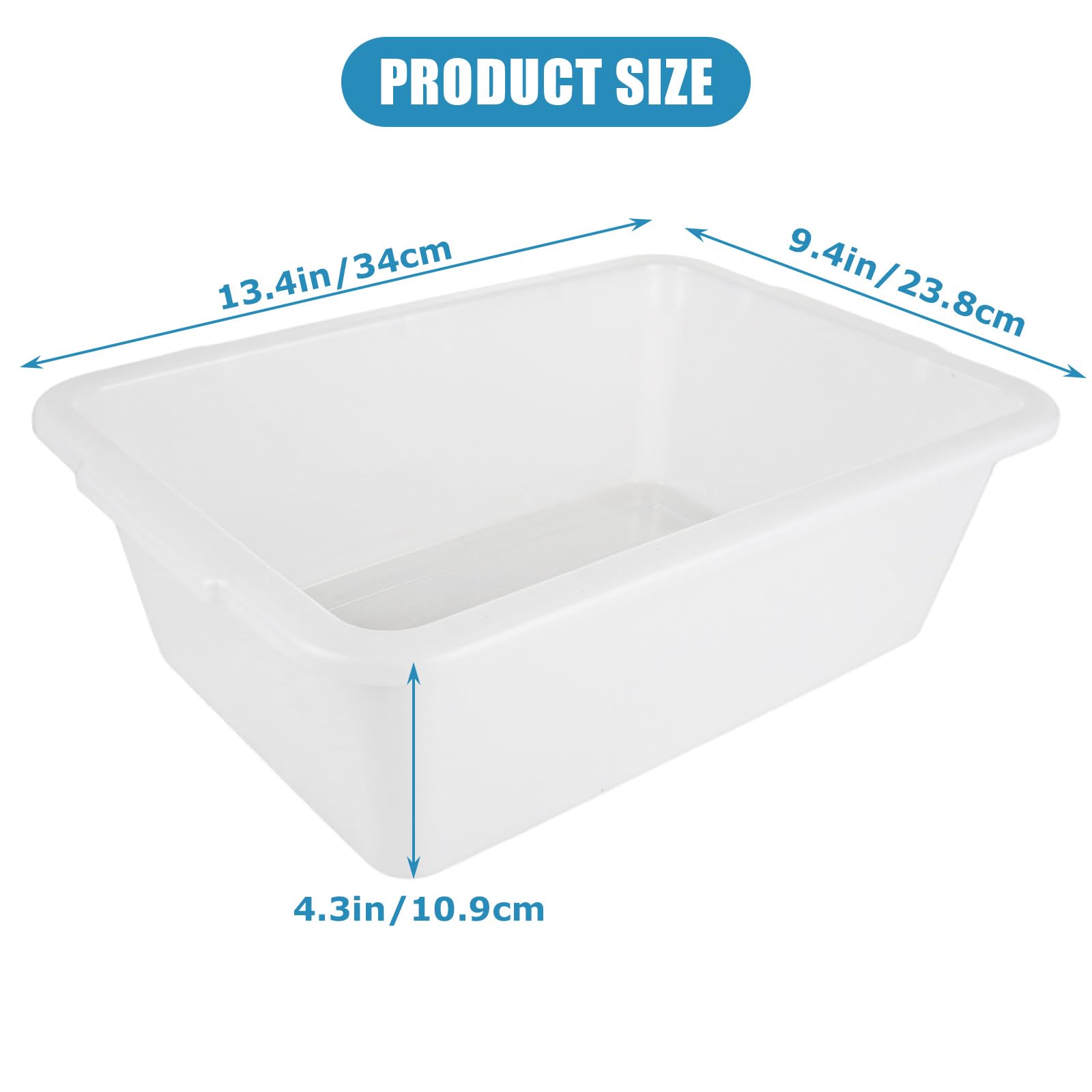 ABuff 5 Pack Bus Tubs Commercial Tote Box, 8 L White Plastic Storage Bin with Handles, Heavy Duty Restaurant Wash Basin Bus Box for Kitchen Organization Storage