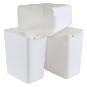 Zerdyne 3 Pack Plastic Rectangular Wastebasket for Kitchen, Bathroom, 4.5 Gallon Small Office Trash Can, White