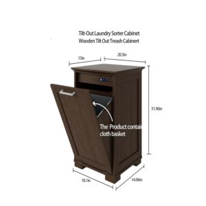 XM-ICE Tilt Out Trash Cabinet, Wooden Trash Can Cabinet with Door Kitchen Hamper Cabinet for Kitchen Dog Proof, Dining Room and Laundry Room, 10-Gallon, Dark Walnut Single