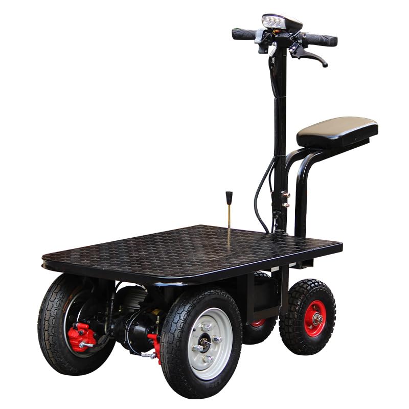 SwAcch Commercial Electric Products Platform Truck Motorized, Heavy Duty Table Cart Dolly, Pallet Truck Dolly, Large Capacity Foldable Rideable Electric Tow Tractor with Platform,1300lb