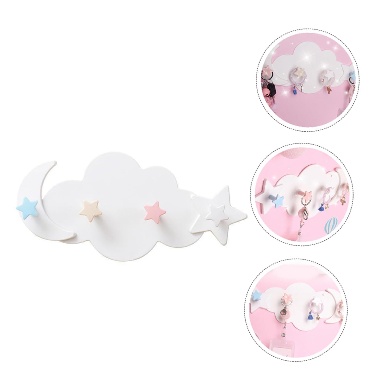 OFFSCH 2pcs Star Moon Hook Cartoon Wall Entryway Hanger Wall Mount Coat Hooks Wall Decorative Hooks Coat Hanger Adhesive Hooks Hanging Towel Rack White No Trace Plastic Nightgown