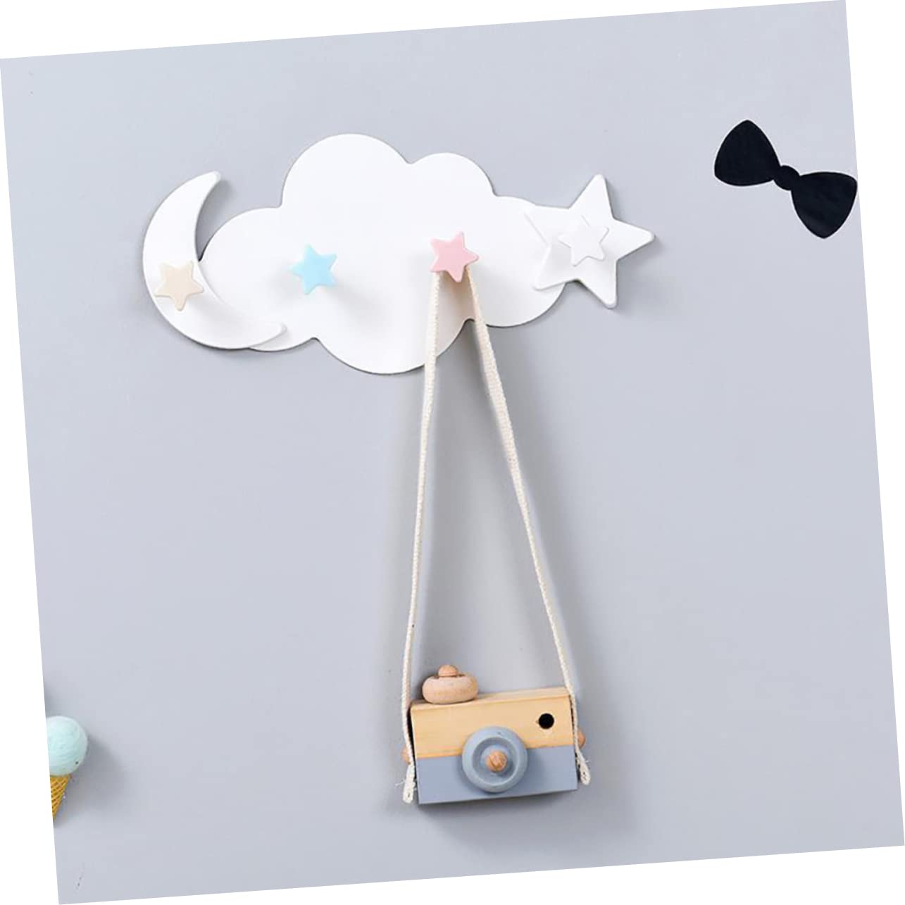 OFFSCH 2pcs Star Moon Hook Cartoon Wall Entryway Hanger Wall Mount Coat Hooks Wall Decorative Hooks Coat Hanger Adhesive Hooks Hanging Towel Rack White No Trace Plastic Nightgown