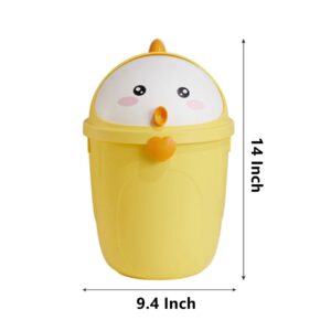 JEIMALEN Kids Trash Can with Lid Bedroom Boys and Girls Room Plastic Garbage Can Bedroom 2 Gallon Small Cartoon Trash Can for Children Waste Basket (1, Yellow)