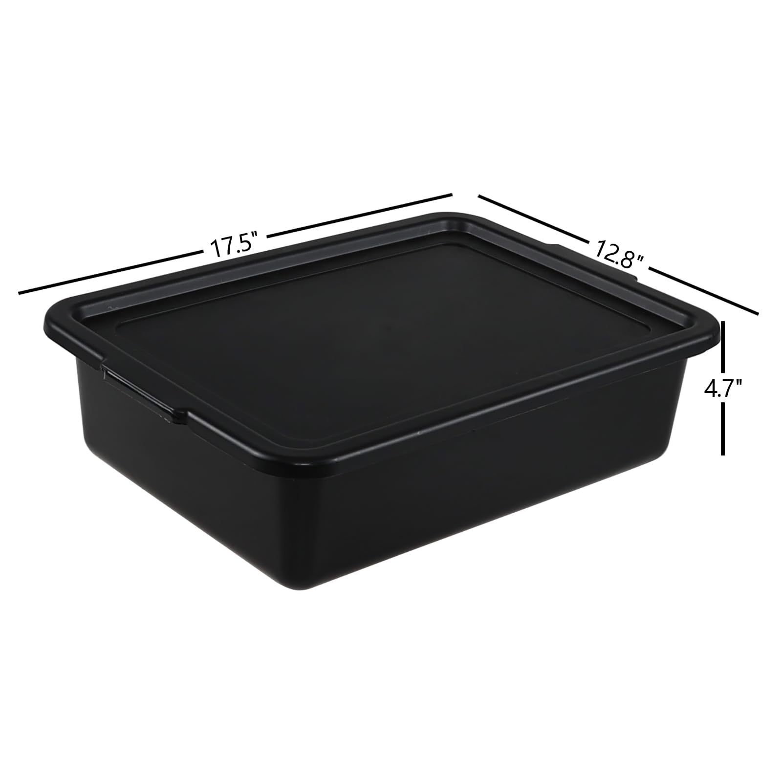 Buyitt Black Commercial Tote Box with Lid, 13 L Bus Tubs/Bus Box, 3-Pack