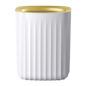 JEIMALEN Plastic Trash Can 3 Gallon Small Wastebasket Slim Garbage Can Rectangle Modern Trash Can for Kitchen, Bathroom, Bedroom, Home Office, Outdoor, Dorm Room (White-Gold)