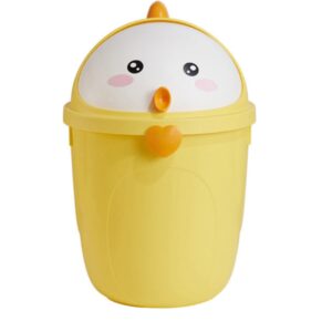 JEIMALEN Kids Trash Can with Lid Bedroom Boys and Girls Room Plastic Garbage Can Bedroom 2 Gallon Small Cartoon Trash Can for Children Waste Basket (1, Yellow)