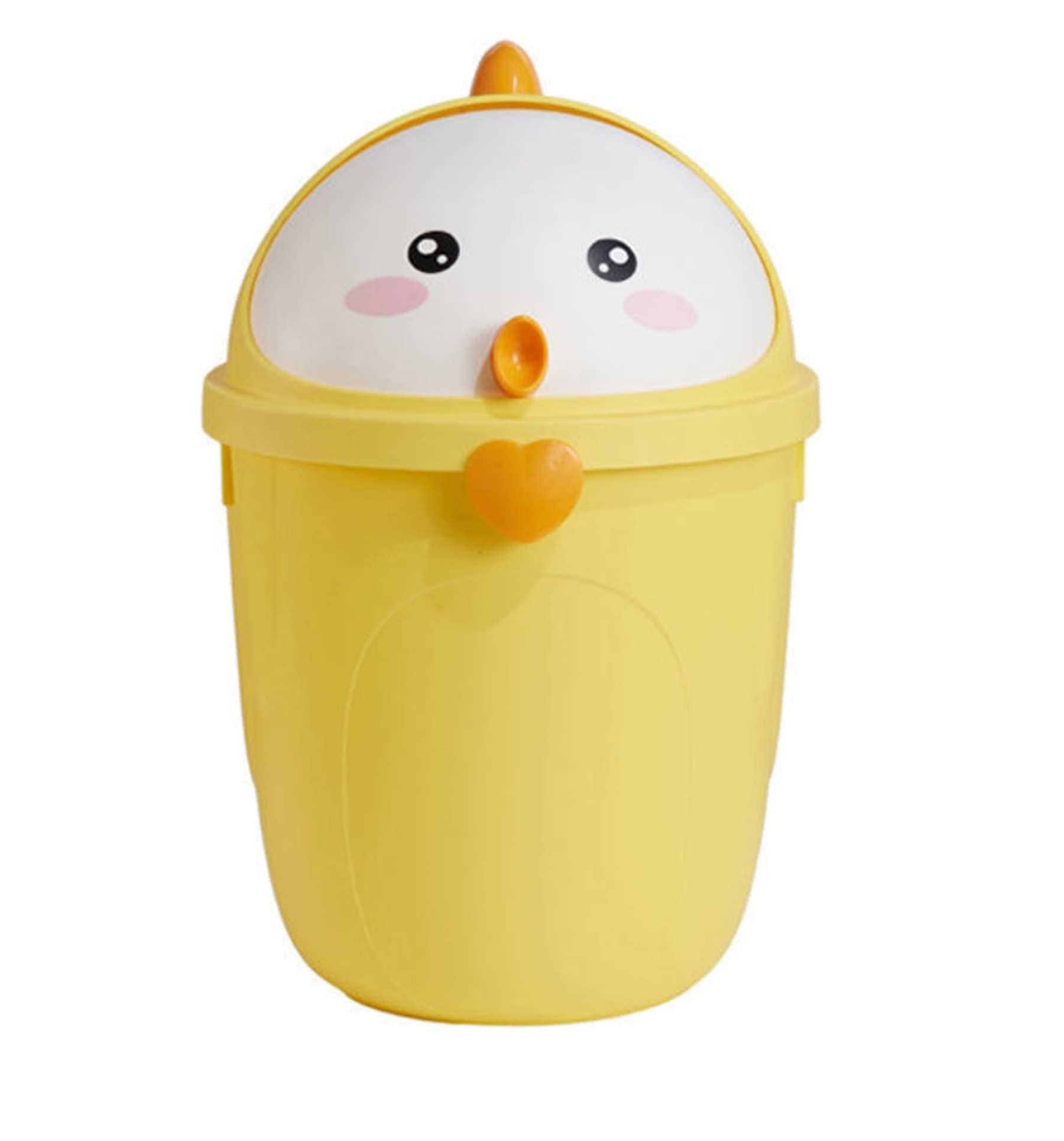 JEIMALEN Kids Trash Can with Lid Bedroom Boys and Girls Room Plastic Garbage Can Bedroom 2 Gallon Small Cartoon Trash Can for Children Waste Basket (1, Yellow)